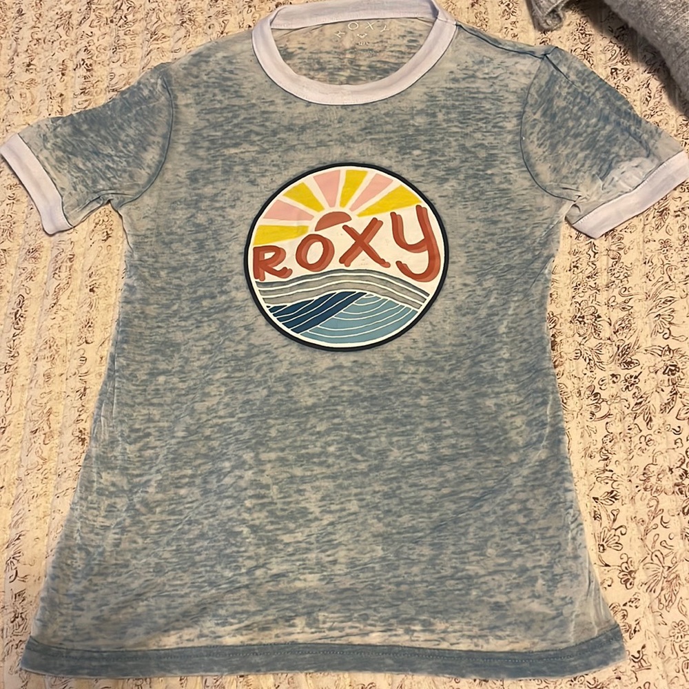 Roxy Ocean Blue Kids Tee with White Accents